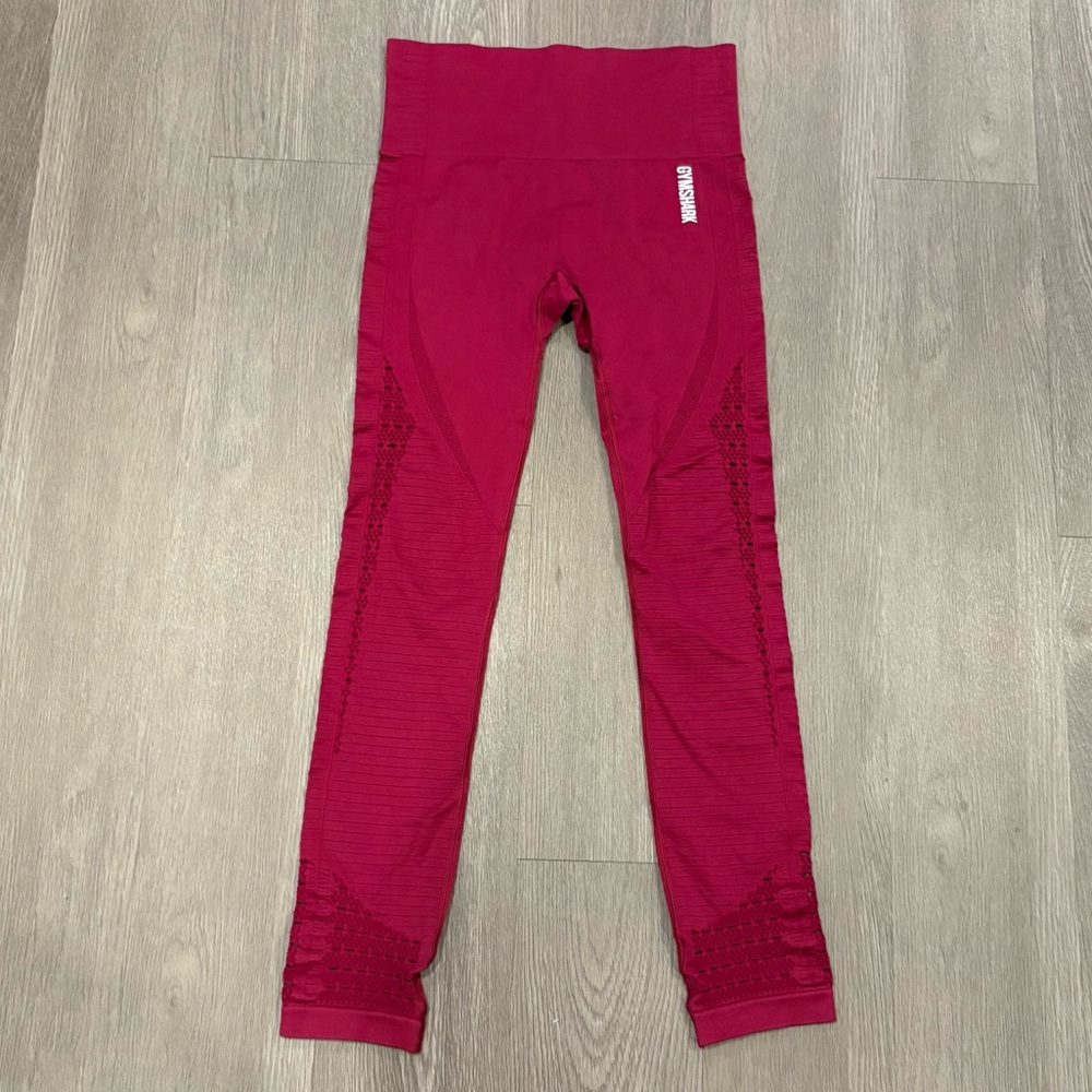 Women's GYMSHARK Magenta Energy Laser Cut Athletic Seamless Leggings